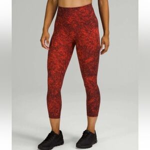 Lululemon Wunder Train High Rise Leggings‎ Womens 2 Denim Wash Autumn Red